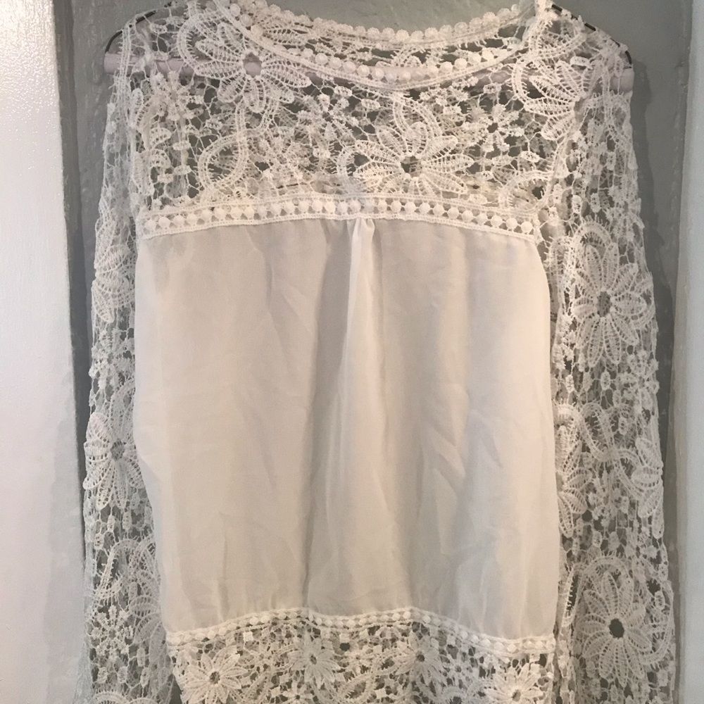 Lace long sleeve blouse.